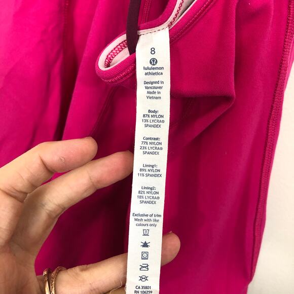 Lululemon Dancing Warrior Tank Jeweled Magenta Luon Strappy Back Yoga Top 8 - Picture 5 of 9